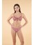 Çiçek Desenli Büzgülü Balenli Bikini Takımı - Pembe 4