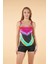 Şortlu Dalga Desenli Tankini Mayo - Renkli Siyah 1