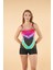 Şortlu Dalga Desenli Tankini Mayo - Renkli Siyah 4