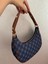 Monogram Desenli Kot Jean Oval Fermuar Kapamalı Baget El ve Omuz Çantası 2