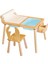 Woodnjoy Doğal Ahşap Duyusal Çocuk Aktivite Masası Oyun Masası ve Çocuk Çalışma Masası 1 Sandalye Seti(Rulo Aparalı ve Kırtasiye Istasyonlu) 1