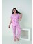 Kız Çocuk Kalp Desenli Kısa Kollu Önden Düğmeli Penye Lycra Pijama Takımı 1