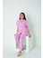 Kız Çocuk Kalp Desenli Kısa Kollu Önden Düğmeli Penye Lycra Pijama Takımı 2