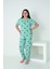 Kız Çocuk Kalp Desenli Kısa Kollu Önden Düğmeli Penye Lycra Pijama Takımı 3