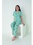 Kız Çocuk Kalp Desenli Kısa Kollu Önden Düğmeli Penye Lycra Pijama Takımı 4