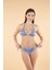 Aksesuarlı Üçgen Bikini Takımı - Mavi 5