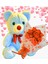 Sevimli 35 cm Peluş Ayı ile Premium Yumoş Kırmızı Peluş Ayıcık Buketi 1