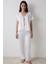 Bridal Saten Gömlek Pantolon Kırık Beyaz Pijama Takımı 1