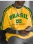Yeni Sezon Unisex Omuz Detaylı Brasil Baskılı Oversize T-Shirt 4