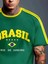 Yeni Sezon Unisex Omuz Detaylı Brasil Baskılı Oversize T-Shirt 3