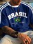 Yeni Sezon Unisex Omuz Detaylı Brasil Baskılı Oversize T-Shirt 1