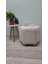 Ahşap Ayaklı Krem Rengi Keten Cepli Altıgen Puf&bench Koltuk/tabure 1