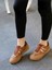 Selinda Taba Süet Leopar Desenli Kauçuk Taban Bağcıklı Kadın Sneaker 1