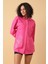 Yazı Taş Baskı Kadın Oversize Gömlek - 0243 2