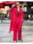 Italyan Ipek Detaylı Oversize Kap Bluz- Wes Pantolon Takım 5