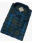 Pamuklu Lacivert Uzun Kollu Kare Bloklu Erkek Gömlek (Slim Fit Kalıp) 2