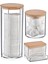Ahşap Kapaklı 3'lü Organizer Set, Modern Pamukluk Düzenleyici Şık 3'lü Pamukluk Set - Şık ve Fonksiyonel Ahşap Kapaklı 3'lü Organizer Set - Mutfak ve Banyonuzu Düzenleyin! 1