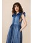 Fır Fır Detaylı Kolsuz Denim Elbise Mavi 9296-E 3