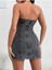 Siyah Straplez Mini Kadın Kot Elbise - 0406 2