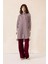 Yanları Fermuar ve Pilise Detaylı Çizgili Tunik Bordo 9830 1