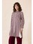 Yanları Fermuar ve Pilise Detaylı Çizgili Tunik Bordo 9830 2