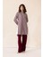 Yanları Fermuar ve Pilise Detaylı Çizgili Tunik Bordo 9830 3