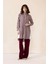 Yanları Fermuar ve Pilise Detaylı Çizgili Tunik Bordo 9830 5