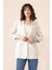Yarım Astarlı Naturel Keten Ceket Krem 8259 4