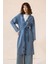 Kuşak Detaylı Astarsız Denim Kap Mavi 6731 2