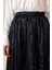 Beli Lastikli Kırışık Saten Etek Siyah 7059 4