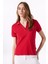 Kırmızı Kadın Relaxed Düz Polo T-Shirt J5SL-TST7070 1