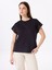Bisiklet Yaka Baskılı Siyah Kadın T-Shirt F5SL-TST0087 1