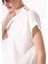 Dik Yaka Düz Kırık Beyaz Kadın T-Shirt F5SL-TST0186 4