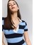 Bodycon Vücudu Saran Polo Yaka Çizgili Ribana Kısa Kollu Mini Elbise E5701AX25SP 3