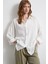Dantel Detaylı Transparan Pamuklu Gömlek Beyaz 1