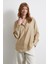 Kraşlı Saten Gömlek Bej 3
