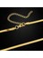 Çelik Takı Seti Bileklik Kolye Italyan Ezme Model 0.4 mm 17 - 42 cm Ayarlanabilir Uzunluk Altın Sarısı (Gold) 3