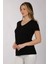 Daıdo Minimalist V Yaka Kısa Kol Kadın T-Shirt - Günlük Kullanım 4