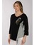 Oversize V Yaka 3/4 Kol Kadın Tişört - Minimalist Tasarım 4