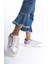 Dany Model Beyaz Hakiki Deri Bağcıklı Kalın Taban Kadın Spor Ayakkabı Sneaker 1