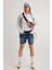JUST UNIQUE DENIM J.U.D Mona 599 Yüksek Bel Koyu Mavi Regular Jeans Şort Kadın 1