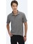 Antrasit Desenli Polo Yaka %100 Pamuk T-Shirt 1