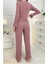 Gül Kurusu Uzun Kollu Fırfırlı Pijama Takımı 2