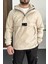 Erkek Slim Fit Krinkıl Kumaş Kanguru Cepli Yarım Fermuarlı Mevsimlik Mont Krem EDW077 1