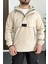 Erkek Slim Fit Krinkıl Kumaş Kanguru Cepli Yarım Fermuarlı Mevsimlik Mont Krem EDW077 2