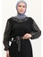 Kombinli Kuşaklı Elbise 4405C-02 Siyah Haki 2