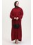 Broş Detaylı Elbise 0017-05 Bordo 2