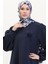 Broş Detaylı Elbise 0017-03 Lacivert 3