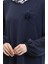 Broş Detaylı Elbise 0017-03 Lacivert 4