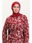 Desenli Kuşaklı Viskon Elbise 0011-05 Bordo 3